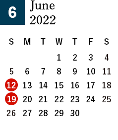 秋田酒蔵見学2022年6月営業日カレンダー