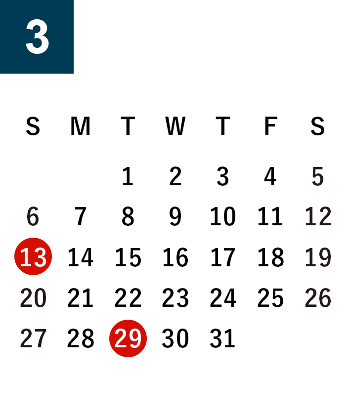 秋田酒蔵見学2022年3月営業日カレンダー