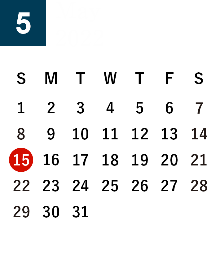 秋田酒蔵見学2022年5月営業日カレンダー