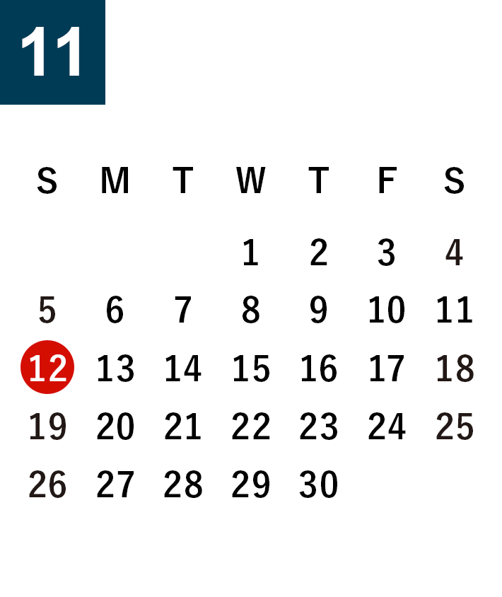 November 2023 Business day calendar