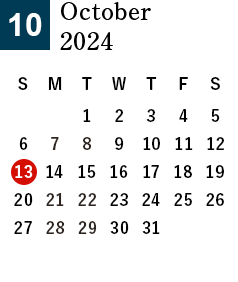 October 2024 Business day calendar