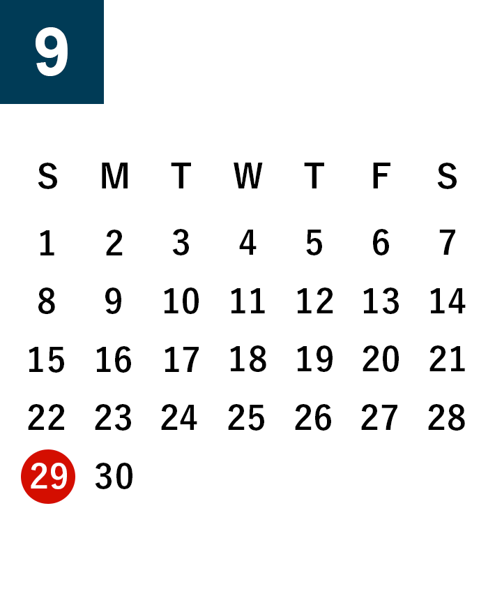 September 2024 Business day calendar
