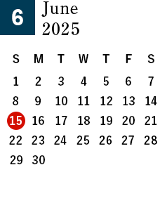 June 2025 Business day calendar