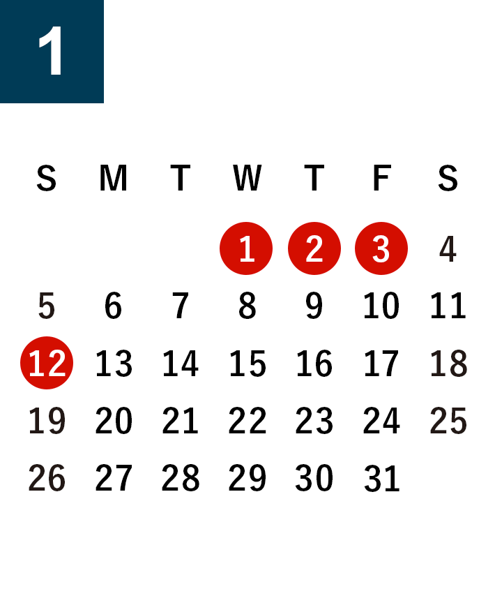 January 2024 Business day calendar